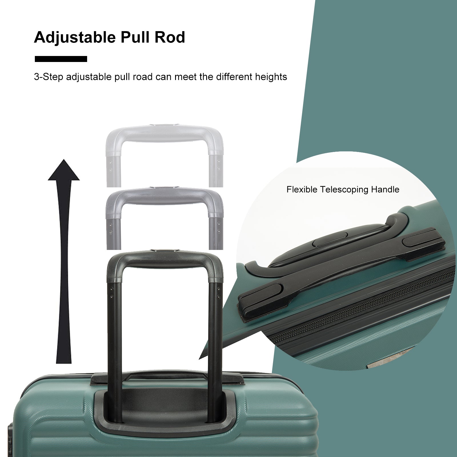 3 Piece Luggage Sets Abs Lightweight Suitcase With Two Hooks, Spinner Wheels, Tsa Lock, 20 24 28 Green Green Abs