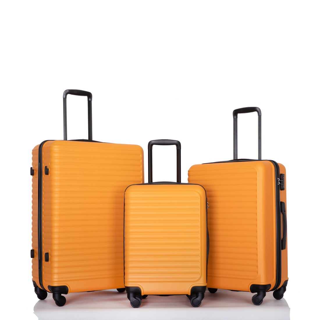 3 Piece Luggage Sets Abs Lightweight Suitcase With Two Hooks, Spinner Wheels, Tsa Lock, 20 24 28 Orange Orange Abs