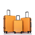 3 Piece Luggage Sets Abs Lightweight Suitcase With Two Hooks, Spinner Wheels, Tsa Lock, 20 24 28 Orange Orange Abs