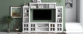 Minimalism Entertainment Wall Unit With Bridge, Modern Tv Console Table For Tvs Up To 70