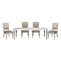 Glamorous Silver Finish Dining Set 5Pc Dining Table 4X Side Chairs Crystal Button Tufted Upholstered Modern Style Furniture Silver Seats 4 Dining Room Glam,Modern Rectangular Dining Table With Chair Wood