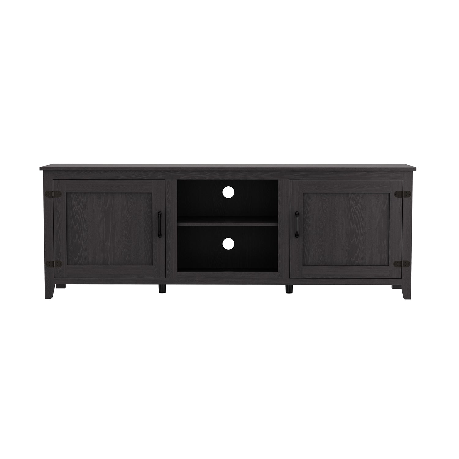 Tv Stand Storage Media Console Entertainment Center,Tradition Black,With Doors Black Particle Board