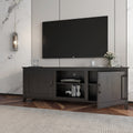 Tv Stand Storage Media Console Entertainment Center,Tradition Black,With Doors Black Particle Board