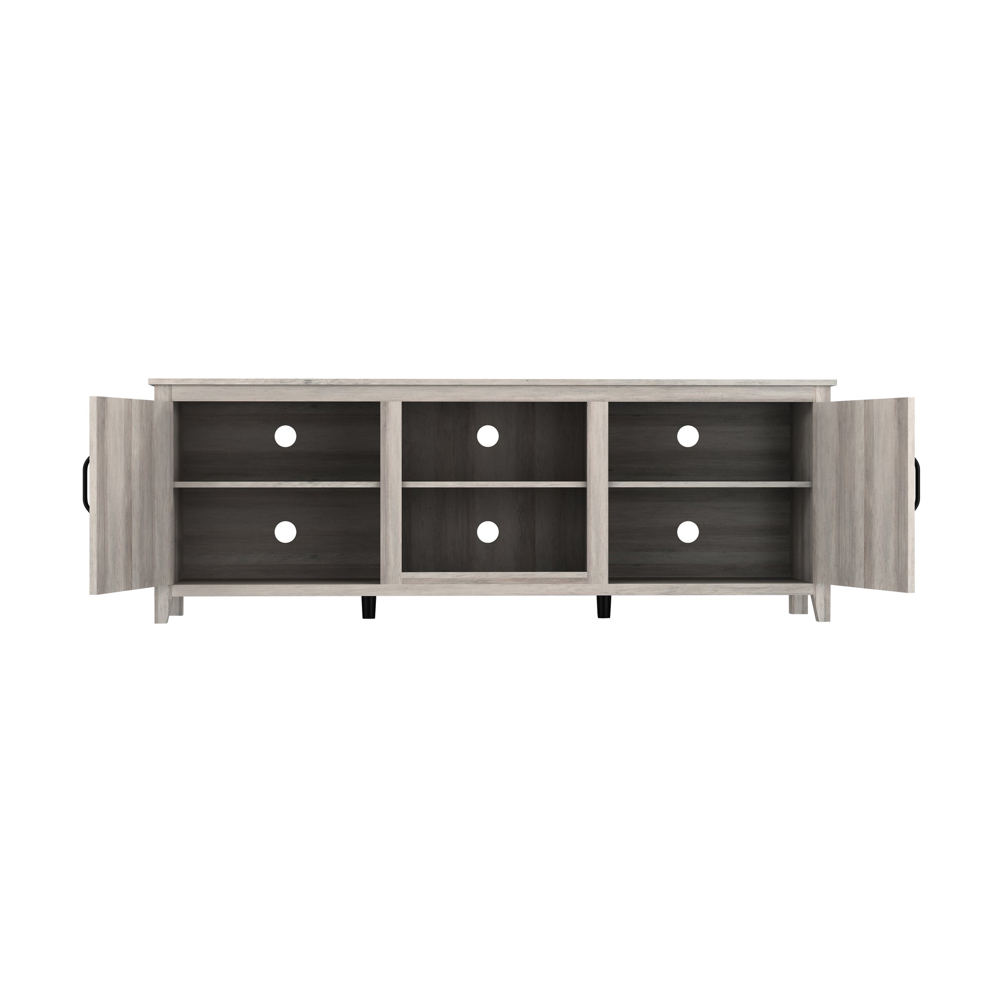 Tv Stand Storage Media Console Entertainment Center With Two Doors, Grey Walnut With Fireplace Grey 50 59 Inches Particle Board