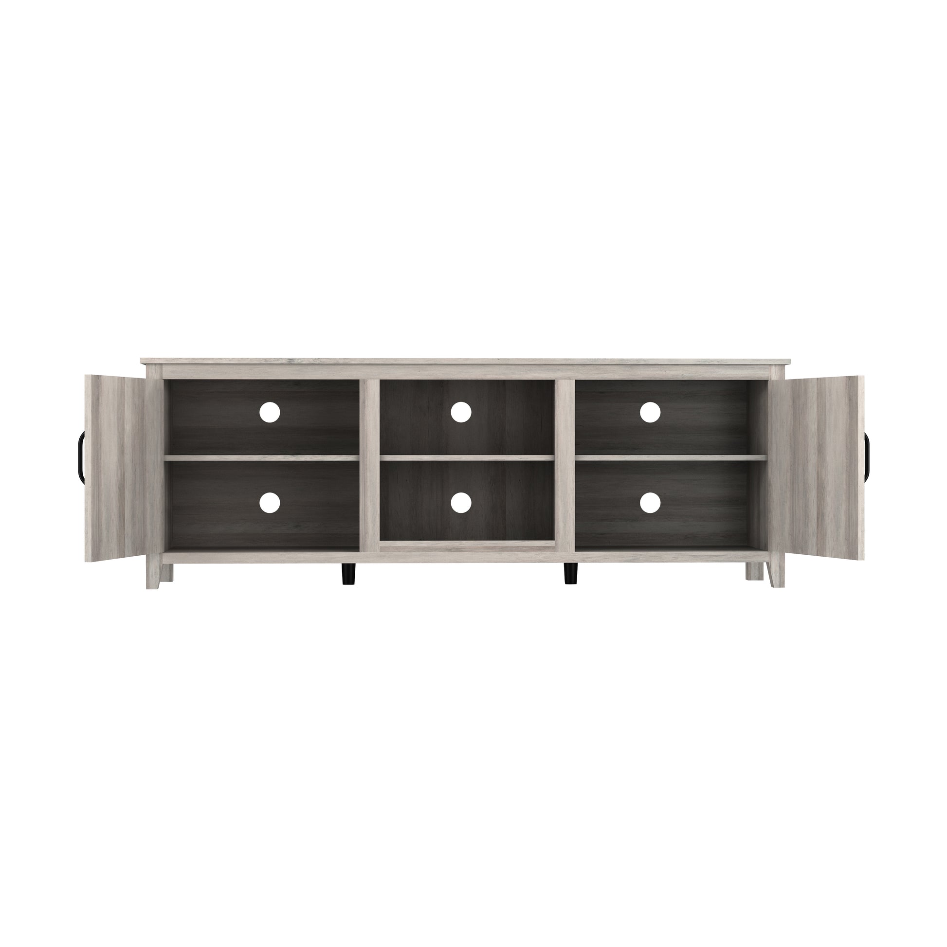 Tv Stand Storage Media Console Entertainment Center With Two Doors, Grey Walnut Grey Particle Board