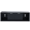 Modern Tv Stand With 2 Tempered Glass Shelves, High Gloss Entertainment Center For Tvs Up To 70'', Elegant Tv Cabinet With Led Color Changing Lights For Living Room, Black Black Particle Board