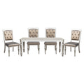 Glamorous Silver Finish Dining Set 5Pc Dining Table 4X Side Chairs Crystal Button Tufted Upholstered Modern Style Furniture Silver Seats 4 Dining Room Glam,Modern Rectangular Dining Table With Chair Wood