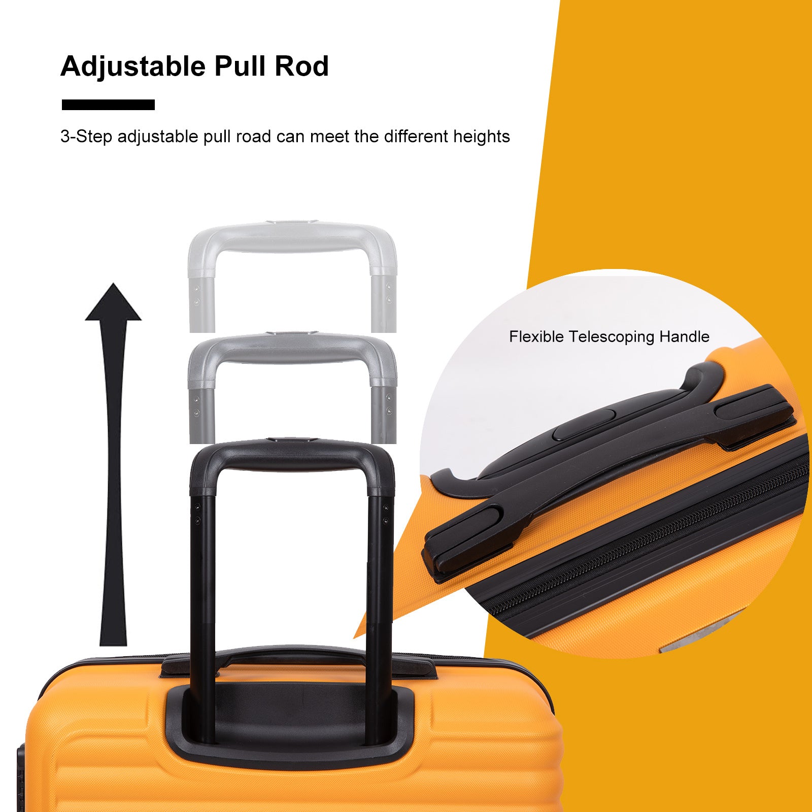 3 Piece Luggage Sets Abs Lightweight Suitcase With Two Hooks, Spinner Wheels, Tsa Lock, 20 24 28 Orange Orange Abs