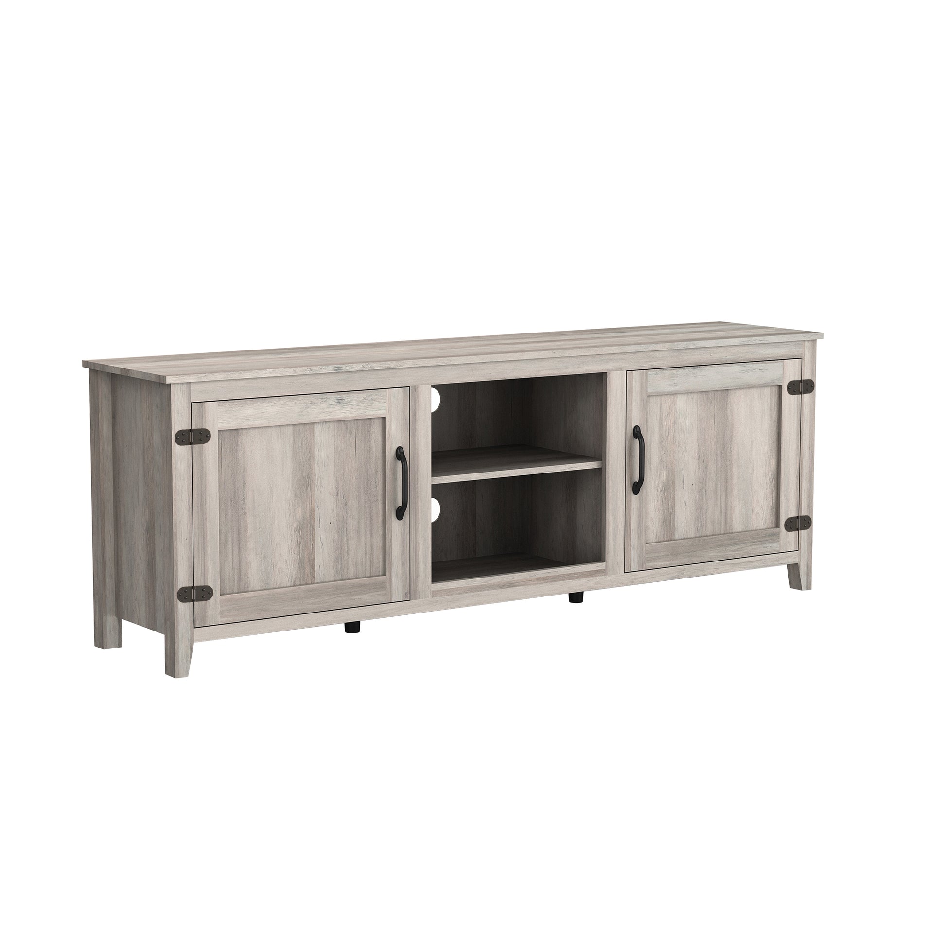 Tv Stand Storage Media Console Entertainment Center With Two Doors, Grey Walnut Grey Particle Board