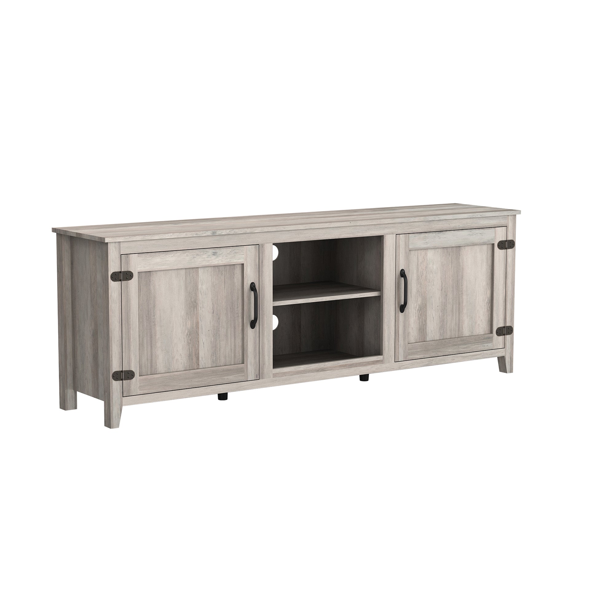 Tv Stand Storage Media Console Entertainment Center With Two Doors, Grey Walnut With Fireplace Grey 50 59 Inches Particle Board