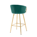 30 Inch Set Of 2 Bar Stools,With Chrome Footrest And Base Velvet Golden Leg Simple Bar Stool,Green Green Foam Fabric