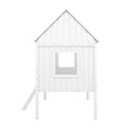 Twin Size Low Loft Wood House Bed With Two Side Windows White Gray Old Sku: Lp000037Aae Gray Solid Wood