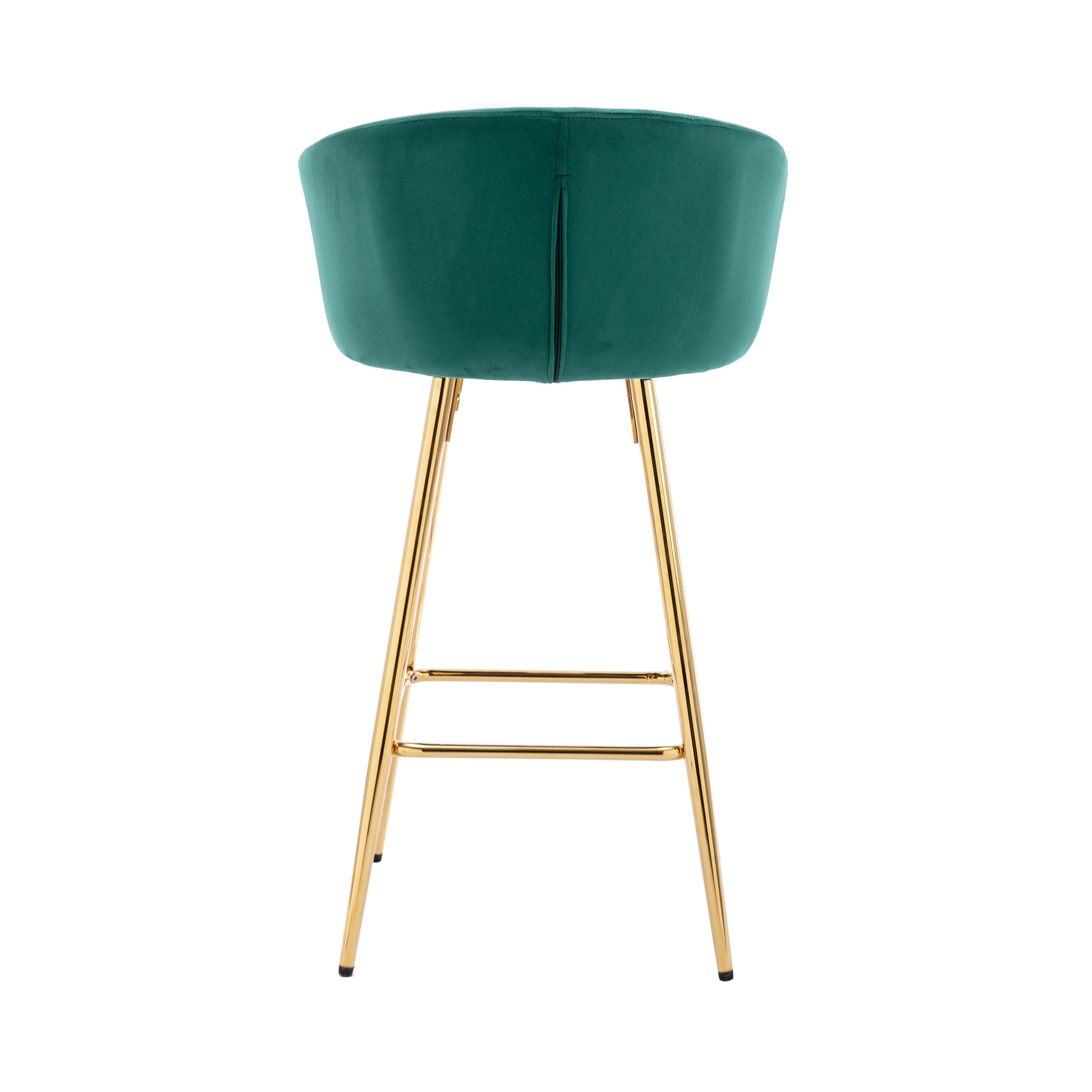 30 Inch Set Of 2 Bar Stools,With Chrome Footrest And Base Velvet Golden Leg Simple Bar Stool,Green Green Foam Fabric