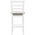 5 Piece Multi Functional Rubber Wood Counter Height Dining Set With Padded Chairs And Integrated 9 Bar Wine Compartment, Wineglass Holders For Dining Room Brown White Wash Brown Whitewash Solid Wood