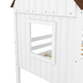 Twin Size Low Loft Wood House Bed With Two Side Windows White Brown Old Sku: Lp000037Aad Gray Solid Wood