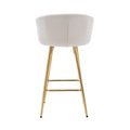 30 Inch Set Of 2 Bar Stools,With Chrome Footrest And Base Velvet Golden Leg Simple Bar Stool,Cream Cream Foam Fabric