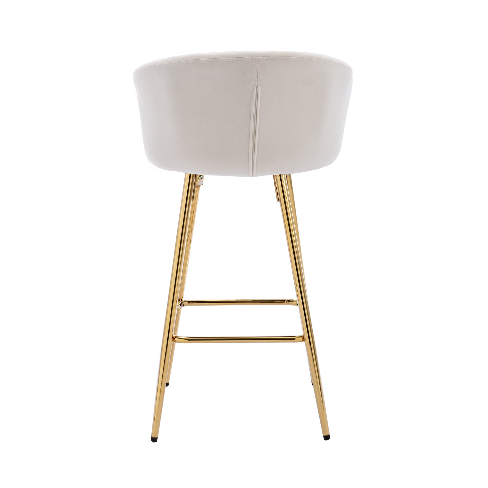 30 Inch Set Of 2 Bar Stools,With Chrome Footrest And Base Velvet Golden Leg Simple Bar Stool,Cream Cream Foam Fabric