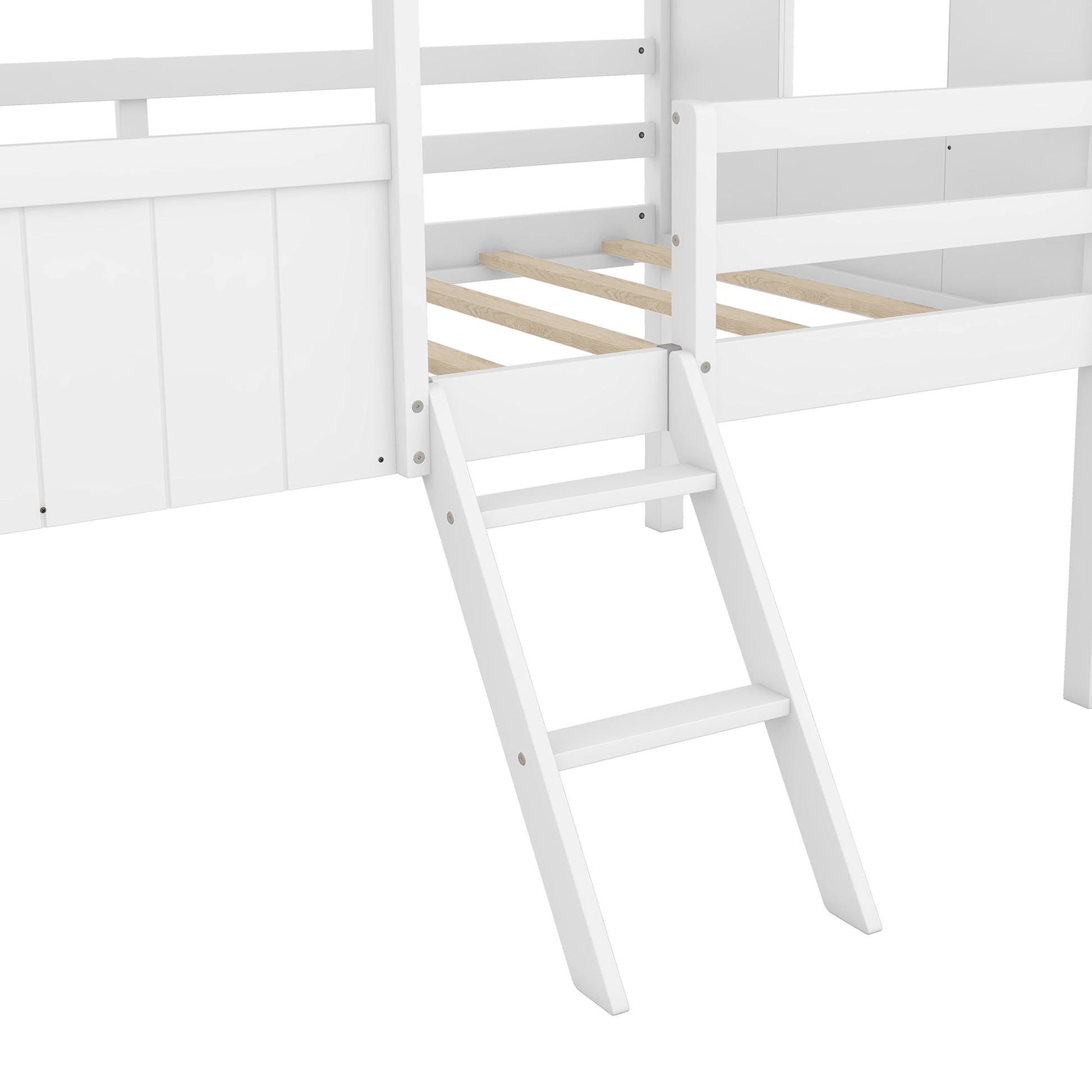 Twin Size Low Loft Wood House Bed With Two Side Windows White Gray Old Sku: Lp000037Aae Gray Solid Wood