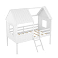 Twin Size Low Loft Wood House Bed With Two Side Windows White Old Sku: Lp000037Aak White Solid Wood