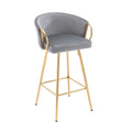 26 Inch Set Of 2 Bar Stools,With Chrome Footrest And Base Velvet Golden Leg Simple Bar Stool,Gray Gray Foam Fabric