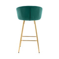26 Inch Set Of 2 Bar Stools,With Chrome Footrest And Base Velvet Golden Leg Simple Bar Stool,Green Green Foam Fabric