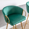 30 Inch Set Of 2 Bar Stools,With Chrome Footrest And Base Velvet Golden Leg Simple Bar Stool,Green Green Foam Fabric