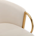 26 Inch Set Of 2 Bar Stools,With Chrome Footrest And Base Velvet Golden Leg Simple Bar Stoo,Cream Cream Foam Fabric