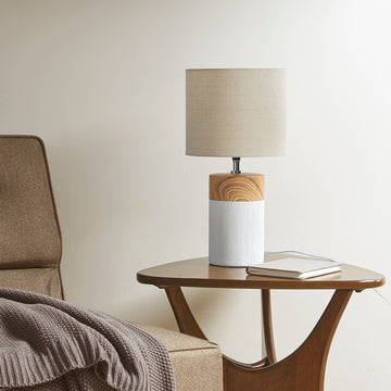 Textured Ceramic Table Lamp White Polyester