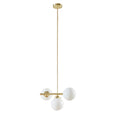 3 Light Chandelier With Frosted Glass Globe Bulbs Gold Iron