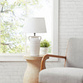 Ceramic Table Lamp With Handles White Polyester