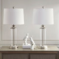 Clarity Glass Cylinder Table Lamp Set Of 2 Silver Cotton