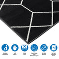 Trellis Geometric Woven Area Rug Black Cream Polyester