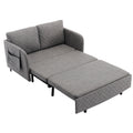 Coolmore Convertible Sleeper Sofa Bed, Modern Velvet Loveseat Couch With Pull Out Bed, Small Beautiful Seat Futon Sofa Bed With Headboard, 2 Pillows & Side Pockets For Living Room Light Grey Linen