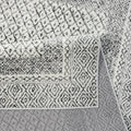 Moroccan Bordered Global Woven Area Rug Grey Cream Polyester
