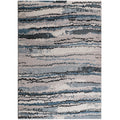 Watercolor Abstract Stripe Woven Area Rug Blue Polypropylene