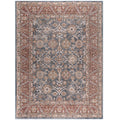 Persian Bordered Traditional Woven Area Rug Blue Red Polyester