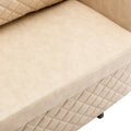 Coolmore Convertible Sleeper Sofa Bed, Modern Velvet Loveseat Couch With Pull Out Bed, Small Beautiful Seat Futon Sofa Bed With Headboard, 2 Pillows & Side Pockets For Living Room Camel Pu