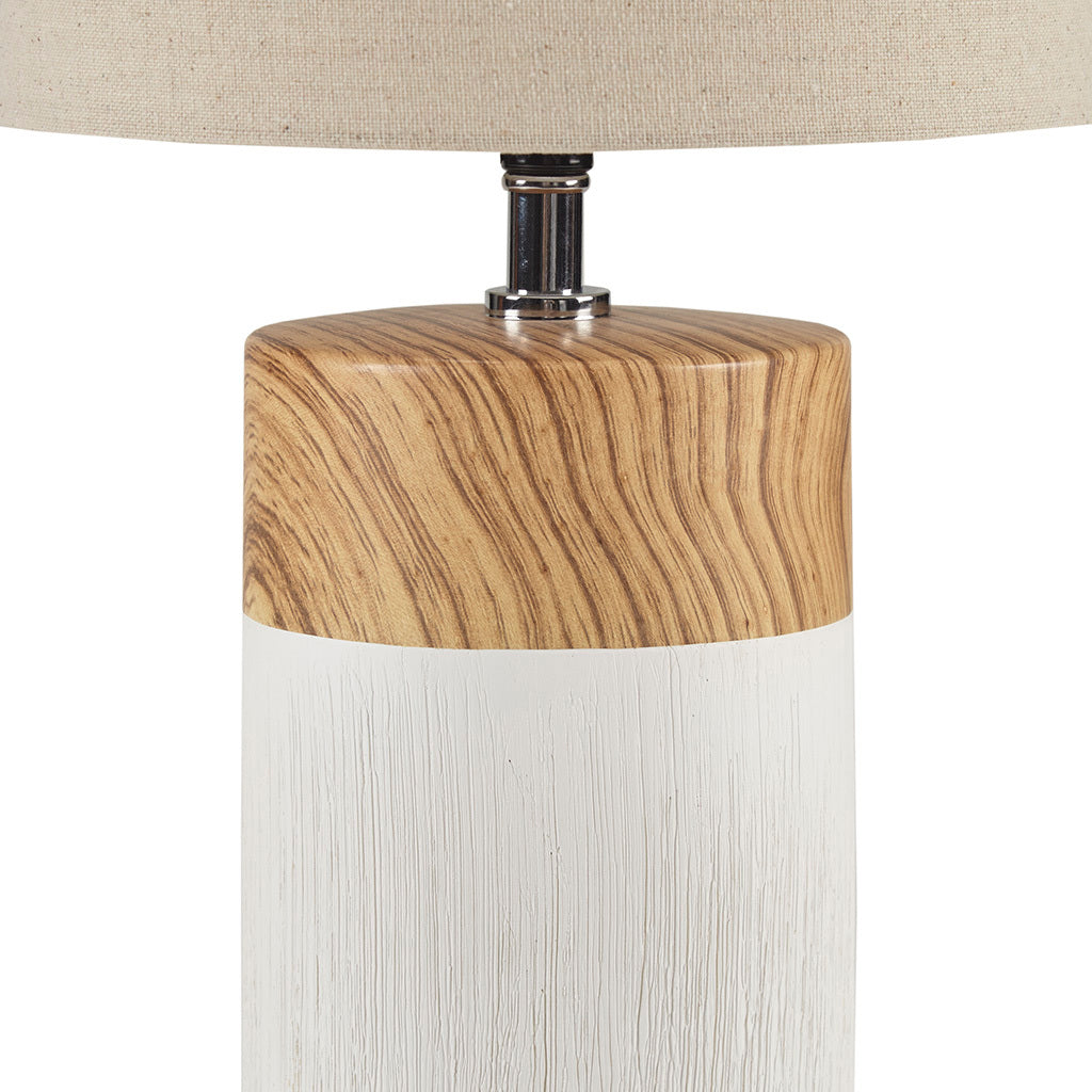 Textured Ceramic Table Lamp White Polyester