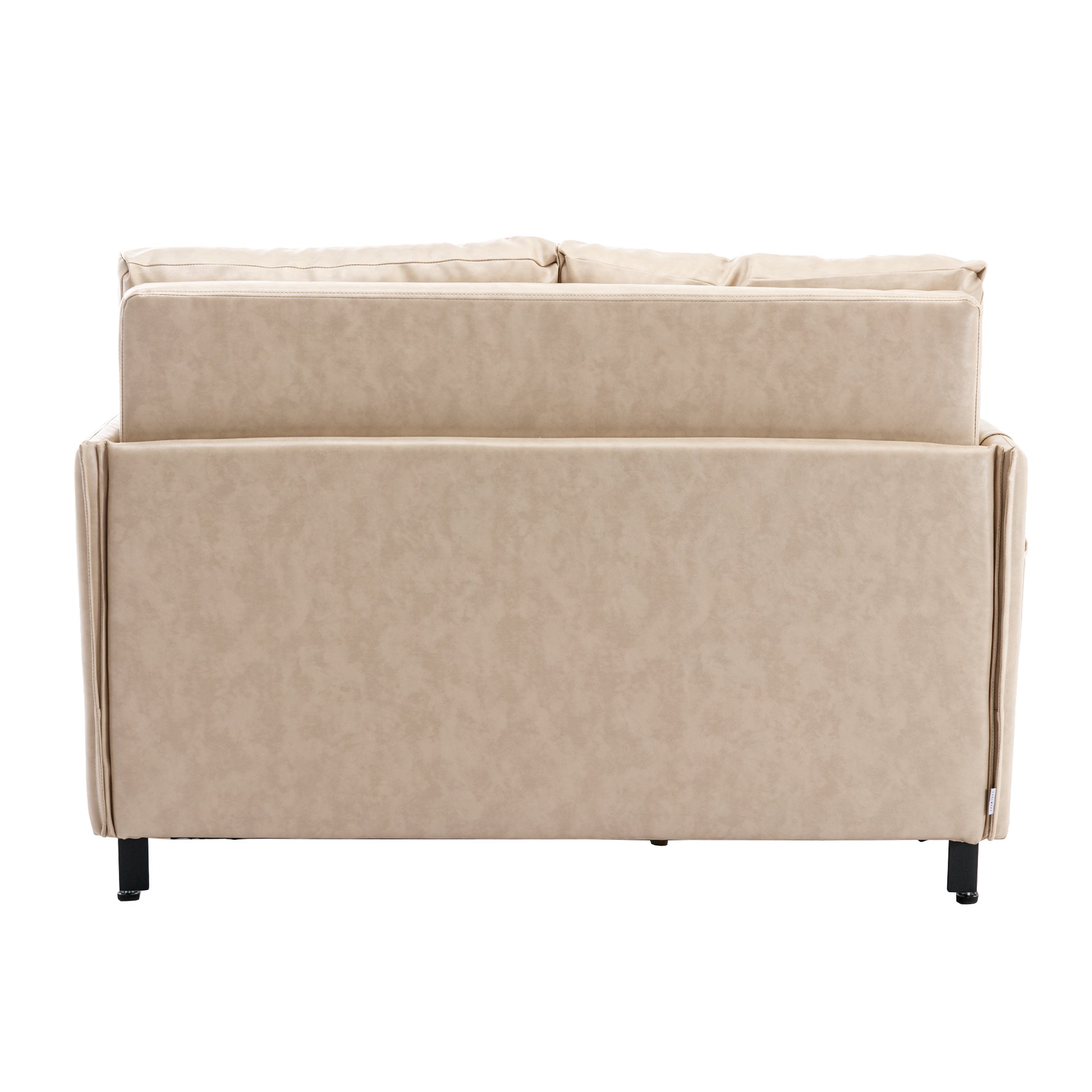 Coolmore Convertible Sleeper Sofa Bed, Modern Velvet Loveseat Couch With Pull Out Bed, Small Beautiful Seat Futon Sofa Bed With Headboard, 2 Pillows & Side Pockets For Living Room Camel Pu