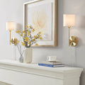 Metal Wall Sconce With Cylinder Shade, Set Of 2 Gold Cotton