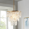 Layered Capiz Chandelier White Cotton