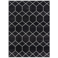 Trellis Geometric Woven Area Rug Black Cream Polyester