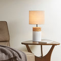 Textured Ceramic Table Lamp White Polyester