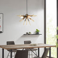 3 Light Spiked Chandelier Gold Matte Black Iron