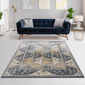 Tiled Border Area Rug Blue Cream Polyester