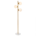 3 Globe Light Floor Lamp With Marble Base Gold Cotton