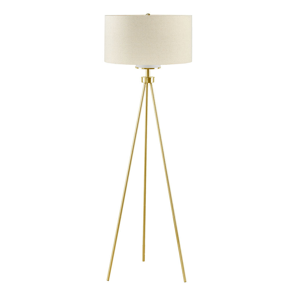 Pacific Metal Tripod Floor Lamp With Glass Shade Gold Cotton