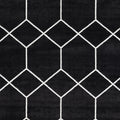 Trellis Geometric Woven Area Rug Black Cream Polyester