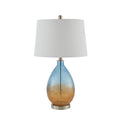 Cortina Ombre Glass Table Lamp, Set Of 2 Blue Cotton