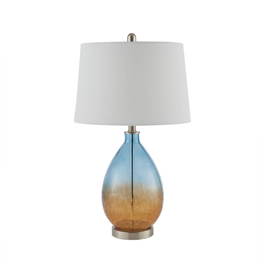 Cortina Ombre Glass Table Lamp, Set Of 2 Blue Cotton